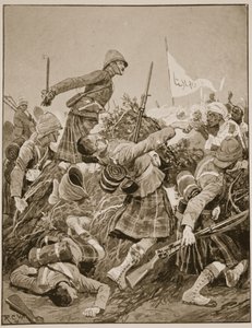 Seaforth Highlanders stormer zareba i slaget ved Atbara, illustrasjon fra 