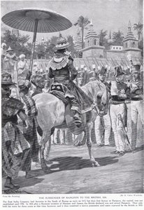 Overgivelsen av Rangoon til britene, 1824, illustrasjon fra 