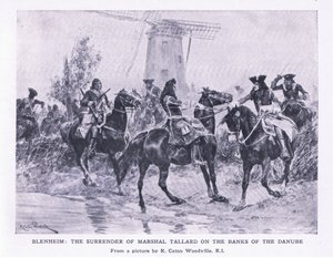 Blenheim, 13. august 1704: Overgivelsen av Marshall Tallard på bredden av Donau, illustrasjon fra britiske slag på land og hav, 1915