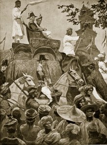Britiske tropper på vei inn i Singapore, 1824, illustrasjon fra 