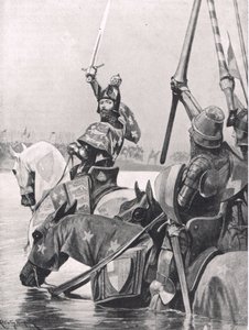 Edward III krysser Somme før slaget ved Crecy, illustrasjon fra 