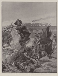 The Hemming-In of the Boers, et pansret tog som hindrer et forsøk fra borgere på å krysse jernbanen