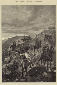 The Late Prince Imperial, den 17. Lancers søker etter Zulu-speidere etter prinsens død