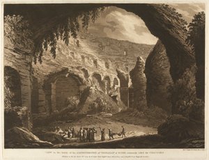 Utsikt på innsiden av Amphitheatre of Vespasion i Roma, vanligvis kalt Colosseo av Richard Cooper the Elder