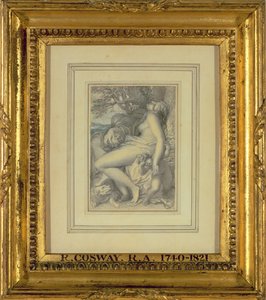 Mars hviler i fanget til Venus, ca. 1805-15 (wc over blyant på papir) av Richard Cosway