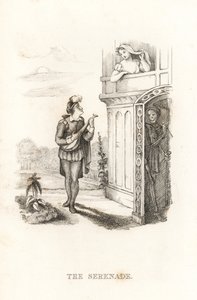 Dødens skjelett og en minstrel. ,1827 (gravering)
