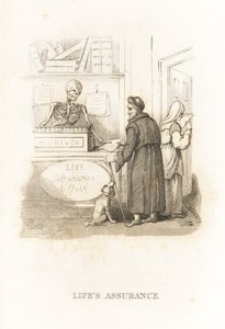 Dødens skjelett på forsikringskontoret. ,1827 (gravering)