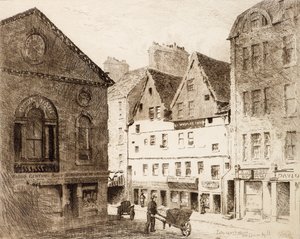 Lady Warkstairs og Union Hall (etsing) av Richard Davidson Winter