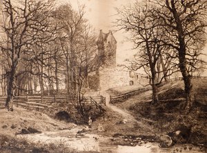 Mains Castle (radering) av Richard Davidson Winter