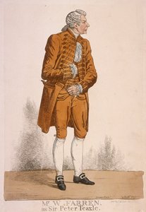 Skuespilleren William Farren som Sir Peter Teazle, 1824 av Richard Dighton