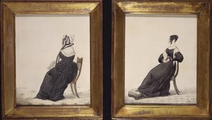 To portretter av enker, 1837 (wc og blyant på papir) av Richard Dighton