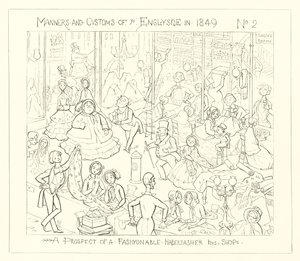 1849, et utsikter til en fasjonabel sybeholderbutikk av Richard Doyle