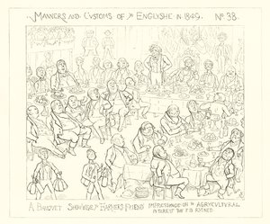 1849, en bankett som viser bondens venn som imponerer på landbruksinteressen at den er ødelagt av Richard Doyle