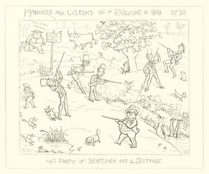 1849, En gruppe idrettsutøvere ute og skyter av Richard Doyle