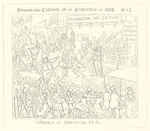1849, et prospekt av Greenwich Fair av Richard Doyle