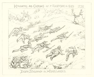 1849, hjortforfølgelse i høylandet av Richard Doyle