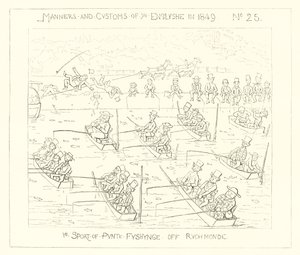 1849, sporten med puntfiske utenfor Richmond av Richard Doyle
