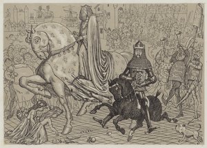 Edward den svarte prinsen, med sin fange, kong John av Frankrike, på vei inn i London (akvatint)