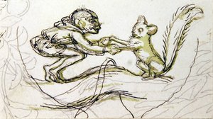 Goblin and Squirrel (penn, blyant og vask på papir) av Richard Doyle