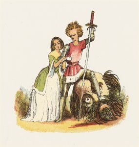 Illustrasjon for Jack The Giant Killer (farge litho) av Richard Doyle