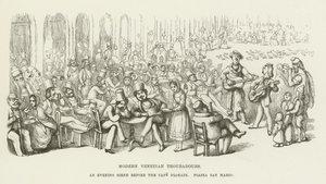 Moderne venetianske trubadurer, en kveldsscene før Cafe Florrain, Piazza San Marco av Richard Doyle