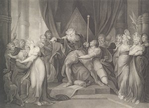 King Lear Casting Out His Daughter Cordelia Shakespeare, K..., først utgitt 1792, gjenutgitt 1852.