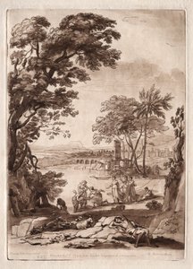Liber Veritatis: nr. 47, En elvescene med funnet av Moses av Richard Earlom
