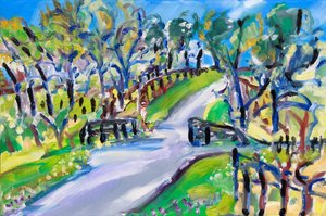 Walking up the Road, 2021 (olje på lerret) av Richard Fox