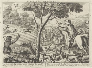 Jacht op patrijsvogels Partridge Hawking (tittel på objekt) Jachtpartijen (serietittel) Flere måter å jakte, hauking og fiske på, ifølge den engelske måten (serietittel) av Richard Gaywood (possibly)