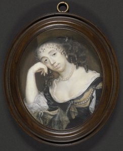 Elizabeth Dormer, grevinne av Carnarvon (d.1677) (nee Capel), ca. 1665 (kroppsfarge på vellum lagt på kortet)