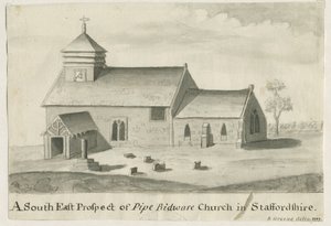 Pipe Ridware Church: sepia-maleri, 1777
