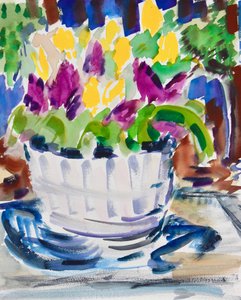 Flowers in a Barrel, 2021 (akvarell på papir)