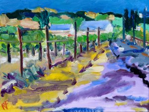 Vineyard Outside Santa Rosa, 2021 (olje på lerret)