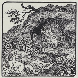 Løven, reven og udyrene (gravering) av Richard Heighway