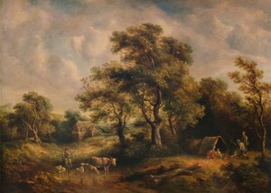Landskap med sigøynertelt, 1800-tallet, 1935