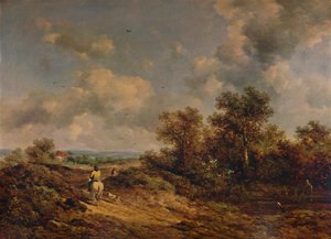 Utsikt nær Sevenoaks, Kent, med mann på hvit hest, 1800-tallet, 1935