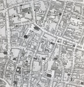 Gatekart over London rundt Guildhall, ca. 1795 (skriv ut)