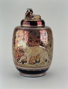 Luster vase og lokk, Pilkington Royal Lancastrian av Richard Joyce