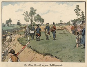Frederick den store av Preussen inspiserer sivilingeniørarbeid av Richard Knoetel