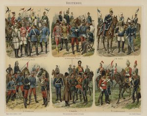Kavaleri av europeiske hærer (farge litho) av Richard Knotel