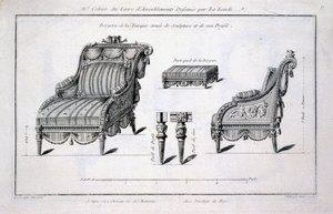 Bergere lenestol i tyrkisk stil, fra Oeuvres divers de Lalonde, dekoratør og designer, utgitt 1780-96 av Richard Lalonde