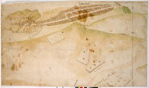 En farget plan, eller fugleperspektiv, av byen Edinburgh av Richard Lee