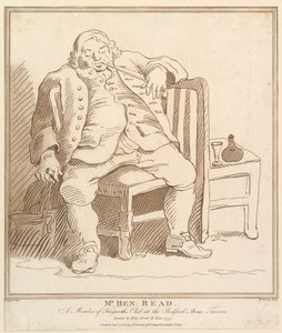 Mr. Ben: Read, A Member of Hogarths Club at Bedford Arms Tavern, Drawn b..., 27. november 1781.