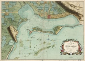 Et korrekt utkast til havnene i Port Royal og Kingston, med nøklene og stimene ved siden av osv. fra en sen nøyaktig undersøkelse, av Mr. Richd Jones, ingeniør. av Richard; Mynde Jones