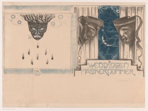 Omslagsdesign for: Twists, Mask Number, 1920 av Richard Nicolaüs Roland Holst (signed by artist)