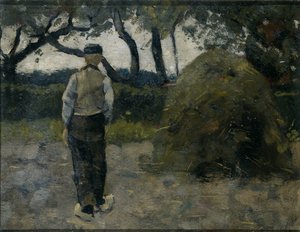 En bonde som står nær en høystabel av Richard Nicolaüs Roland Holst