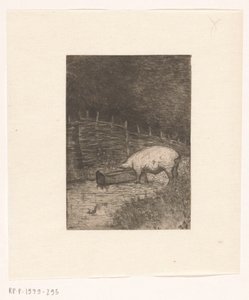 Gris som spiser fra et trau av Richard Nicolaüs Roland Holst