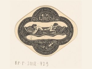 Ex libris av Ina van Eibergen Santahagens-Waller Hver dag har sine gylne forventninger (tittel på objekt) av Richard Nicolaüs Roland Holst