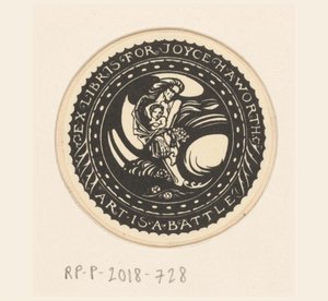 Ex libris av Joyce Haworth Kunst er en kamp (tittel på objekt) av Richard Nicolaüs Roland Holst