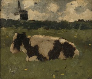 Hvilende ku med en mølle av Richard Nicolaüs Roland Holst